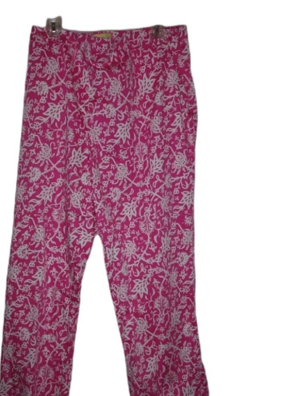 Lilly & Van 24W Pink White Floral Pants Plus